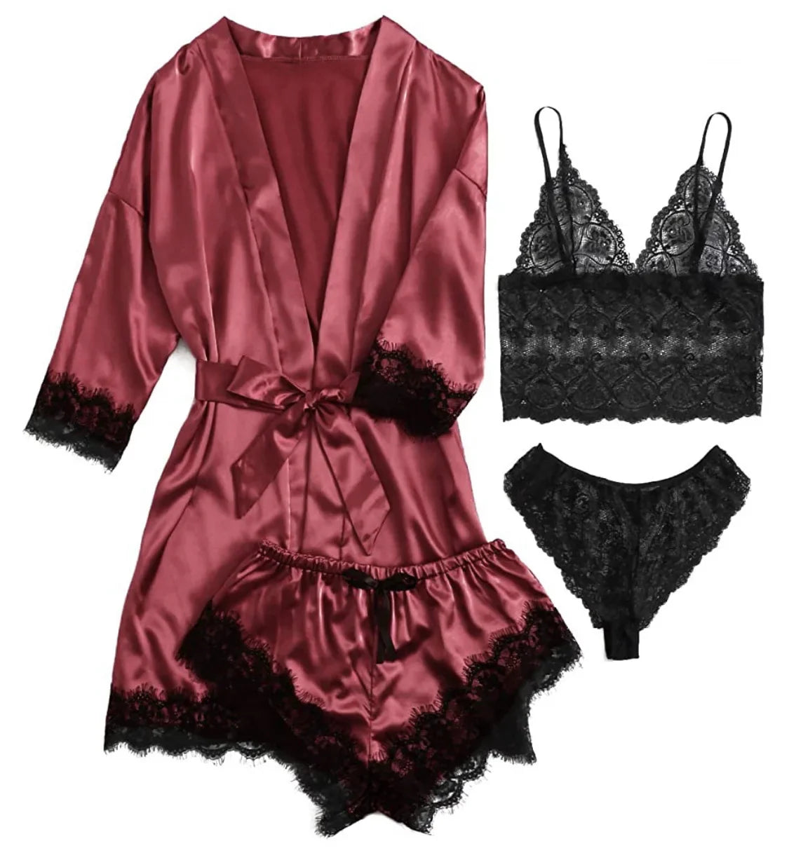 Satin Luxe 4-Piece Women’s Pajama Set