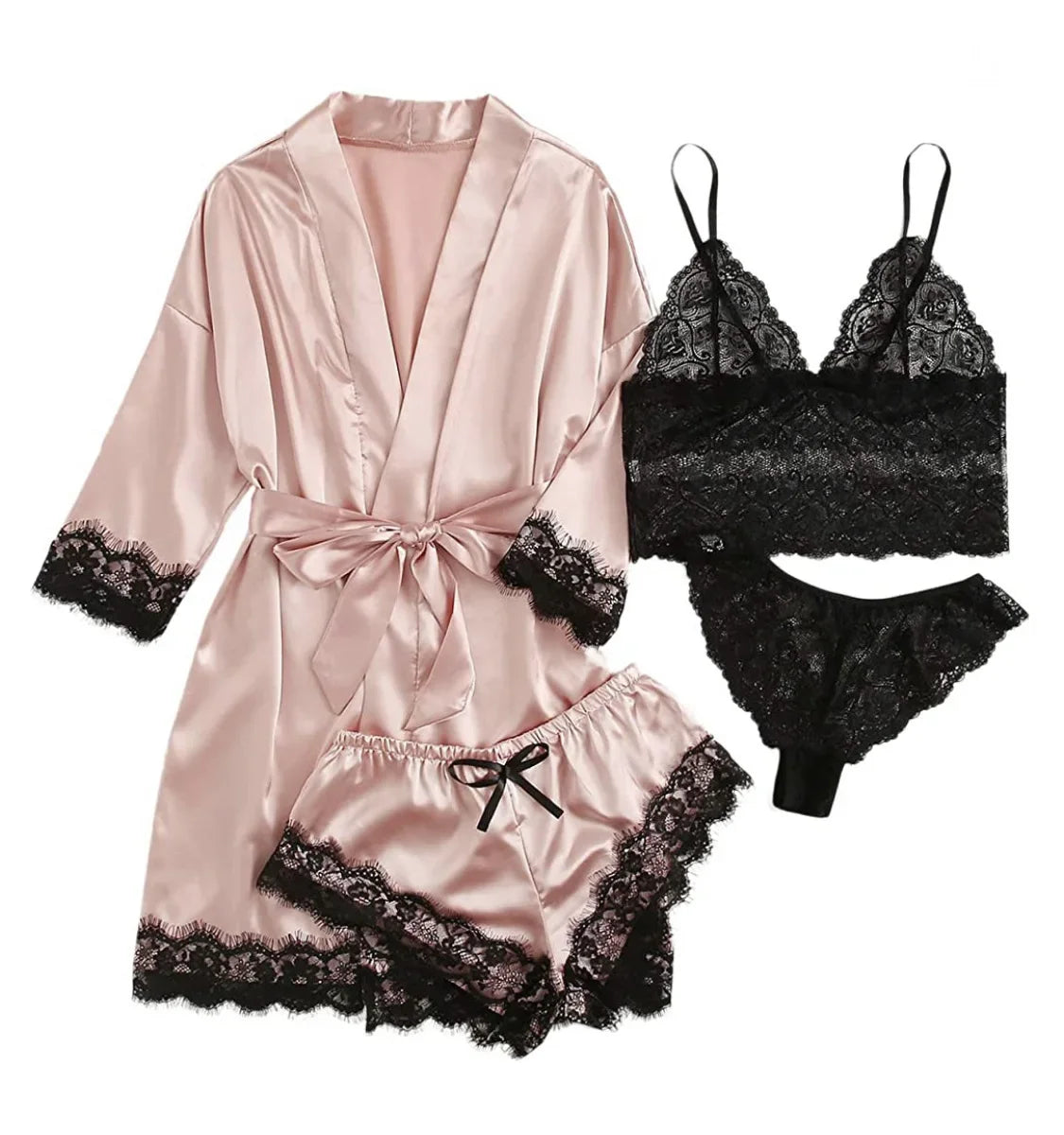 Satin Luxe 4-Piece Women’s Pajama Set