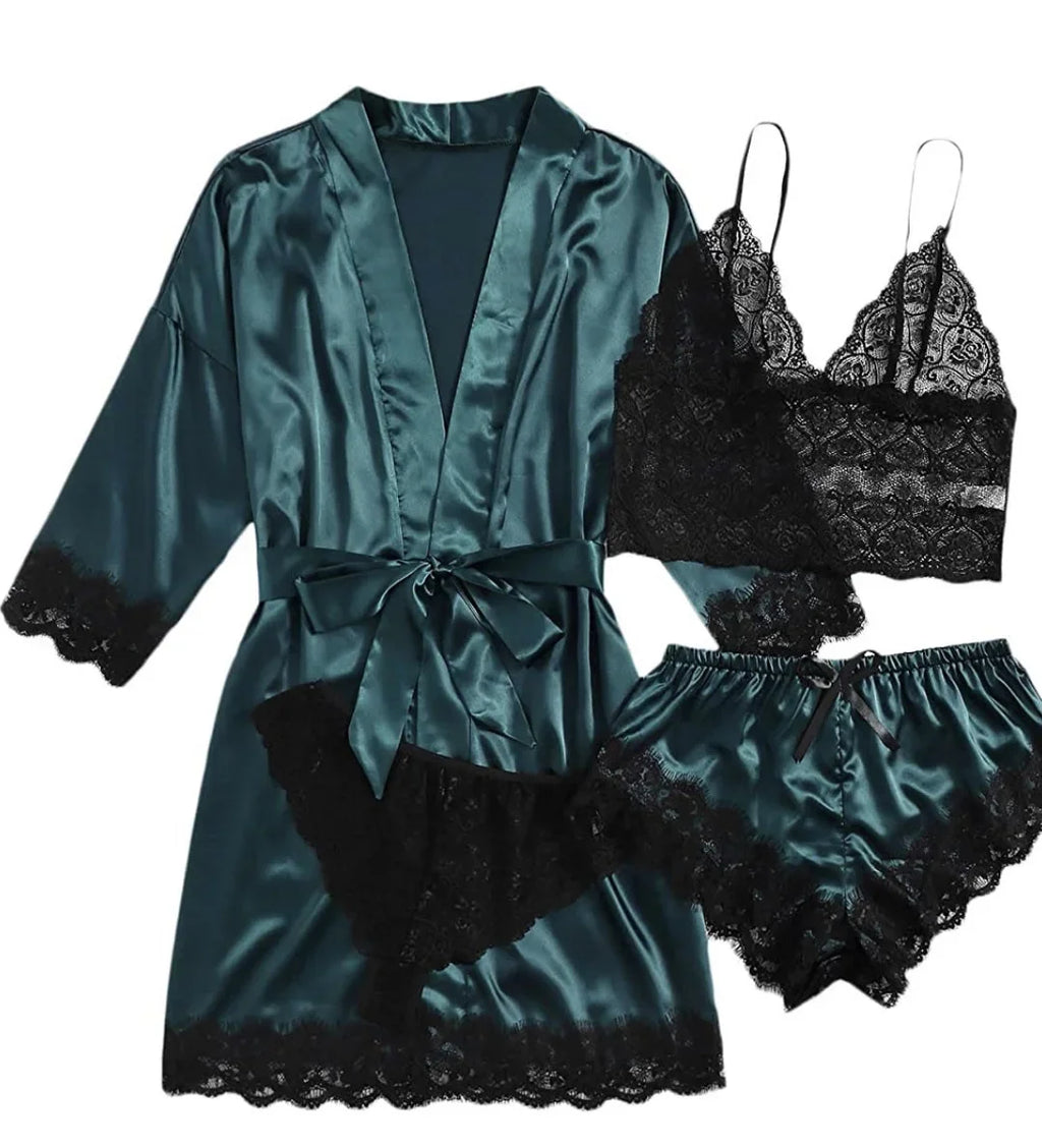 Satin Luxe 4-Piece Women’s Pajama Set