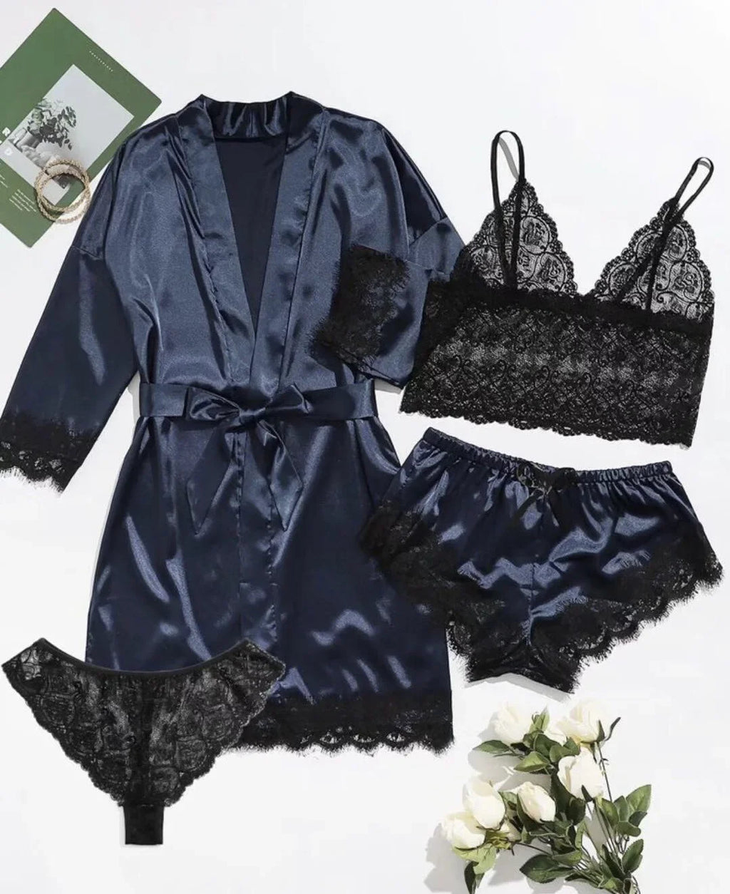 Satin Luxe 4-Piece Women’s Pajama Set
