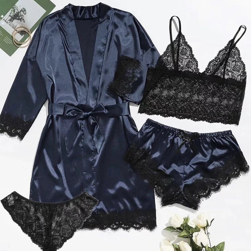 Satin Luxe 4-Piece Women’s Pajama Set