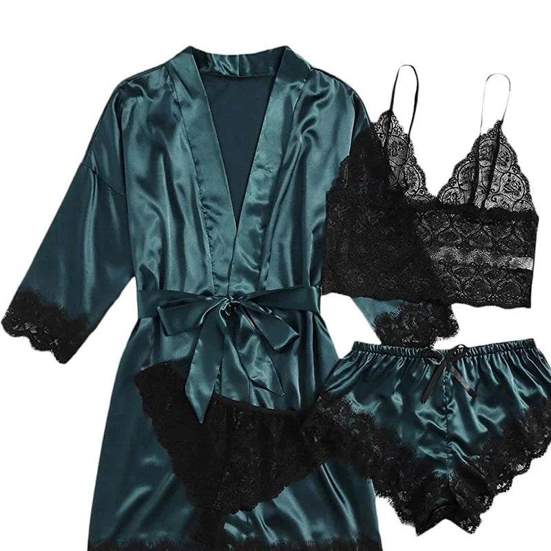 Satin Luxe 4-Piece Women’s Pajama Set