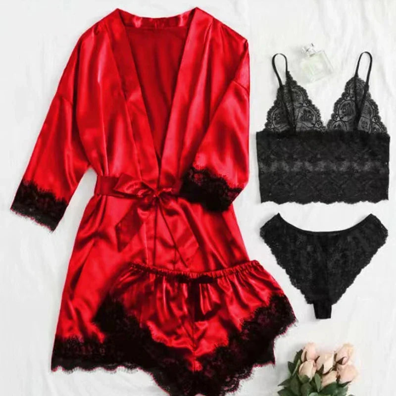Satin Luxe 4-Piece Women’s Pajama Set