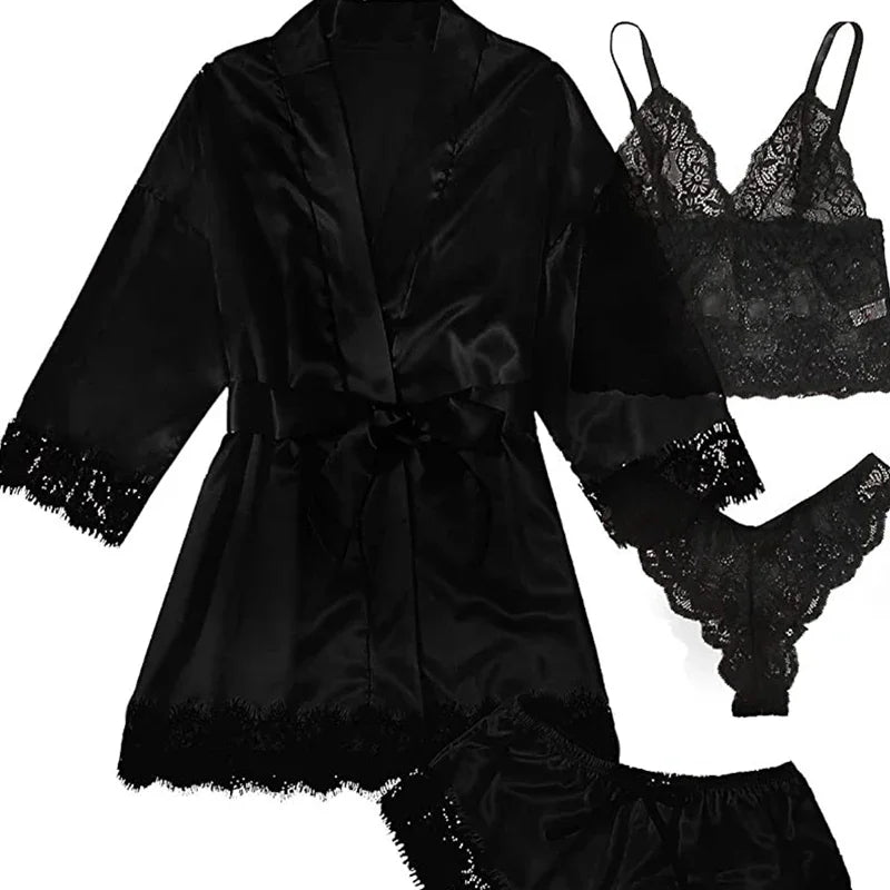 Satin Luxe 4-Piece Women’s Pajama Set